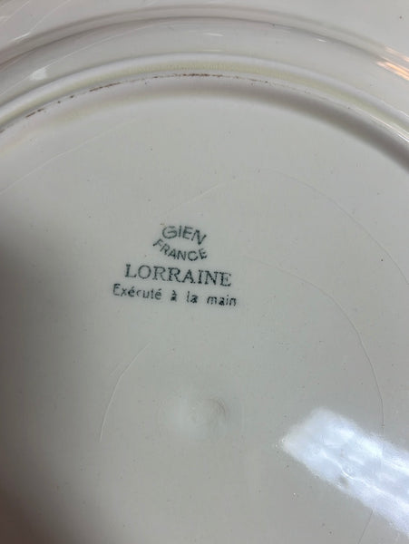 Plat rond en faïence, Gien "Lorraine"