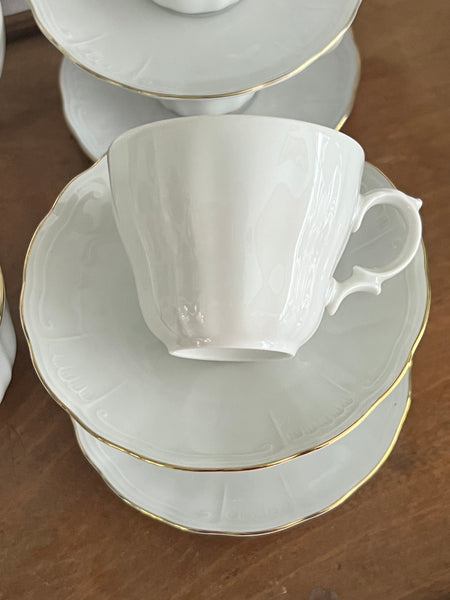 Service à café en porcelaine blanche et dorée, Wunsiedel