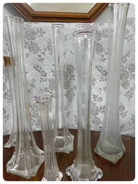 Vases soliflores en verre ancien (différentes tailles)